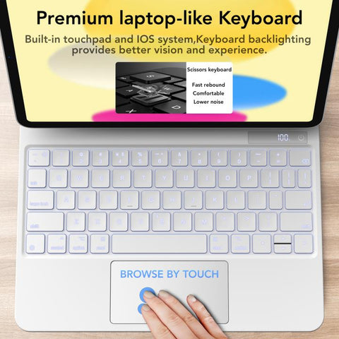 Marasone iPad Air 5/4 and Pro 11 Keyboard Case-tablet keyboard case-white