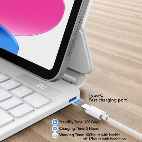 Marasone iPad Air 5/4 and Pro 11 Keyboard Case-tablet keyboard case-white